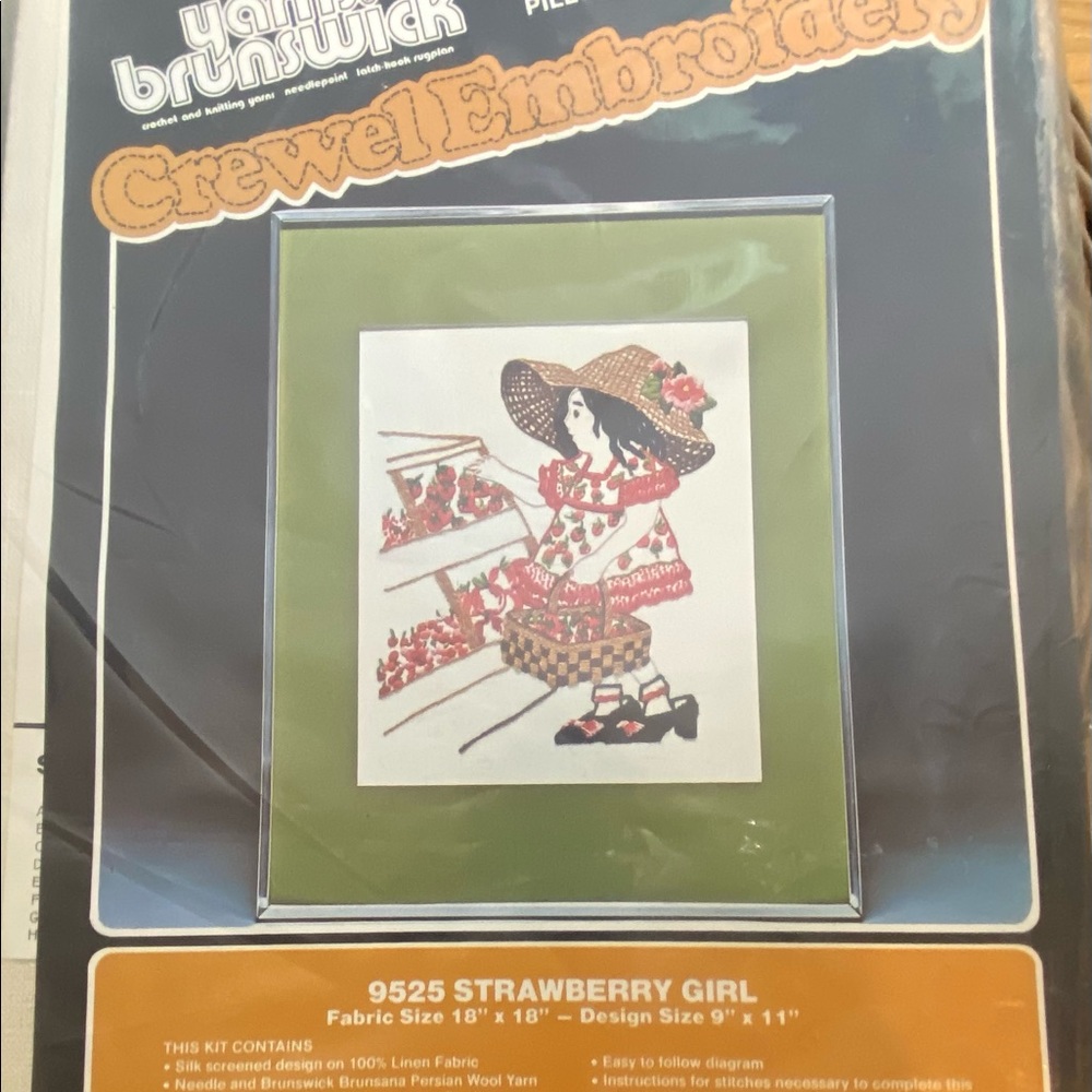 Needlepoint Crewel Strawberry girl Kit
